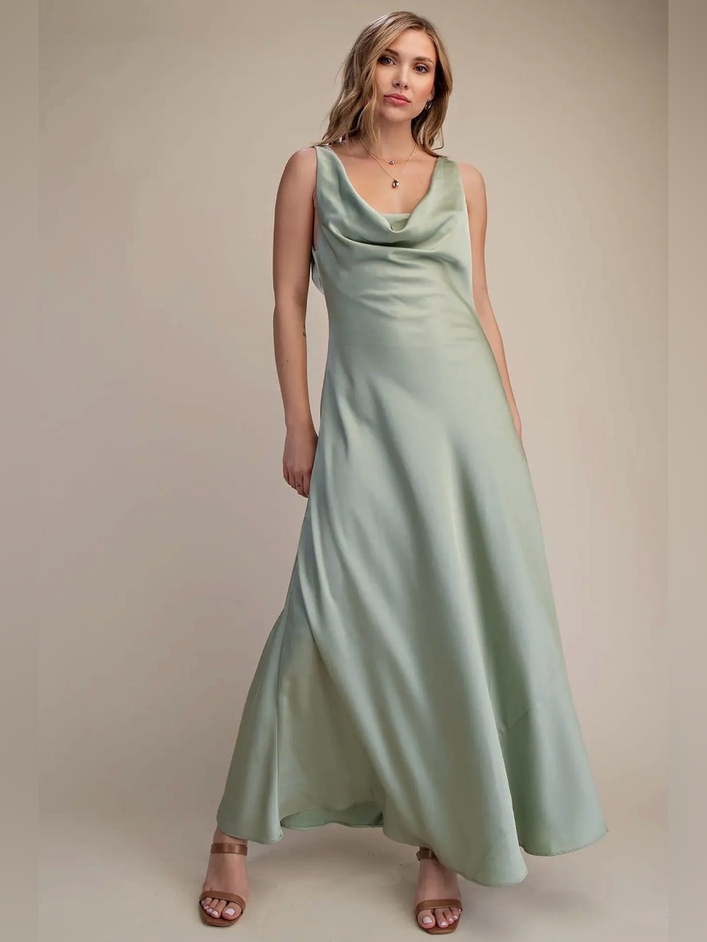 NWOT SIZE SMALL GLAM VALENTINA MAXI DRESS - SAGE